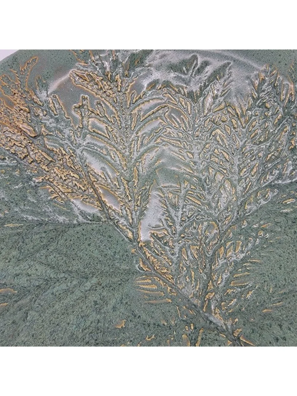 Signed Art Pottery Centerpiece Dish With Fern Imprint